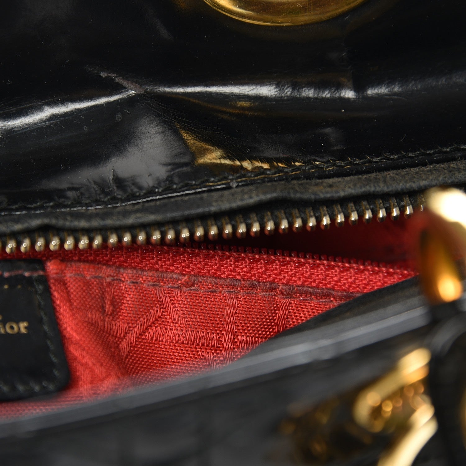 Christian Dior Vintage Patent Cannage Large Lady Dior Black 7 of 11