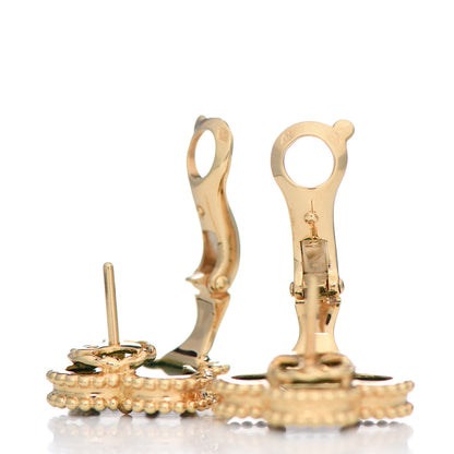 Van Cleef & Arpels 18K Yellow Gold Malachite Vintage Alhambra Earrings 4 of 5