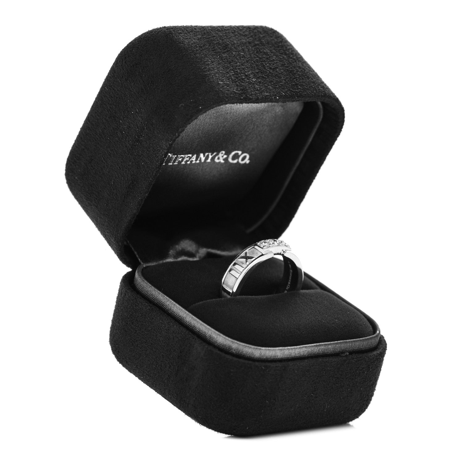 Tiffany 18K White Gold Diamond Atlas Ring 52 6 5 of 5