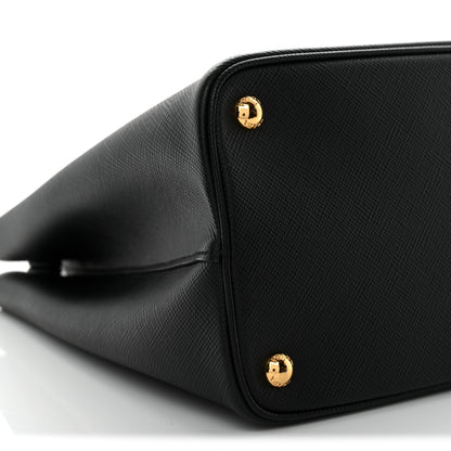 Prada Saffiano Cuir Medium Double Bag Black Mughetto 9 of 12