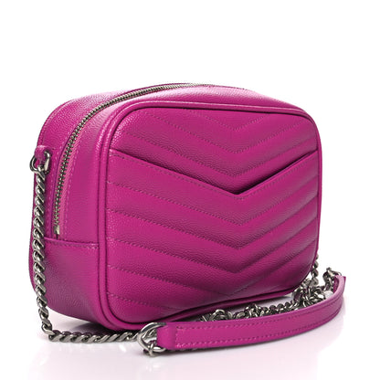 Saint Laurent Grain De Poudre Matelasse Monogram Mini Lou Camera Bag Bright Pink 3 of 10