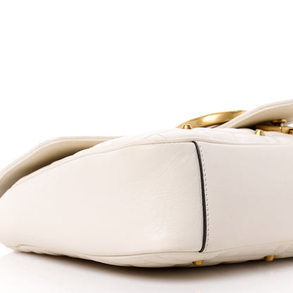 Gucci Calfskin Matelasse Studded Medium GG Marmont Shoulder Bag White 11 of 14
