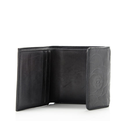 Chanel Lambskin Embossed Camellia French Wallet Black 6 of 9