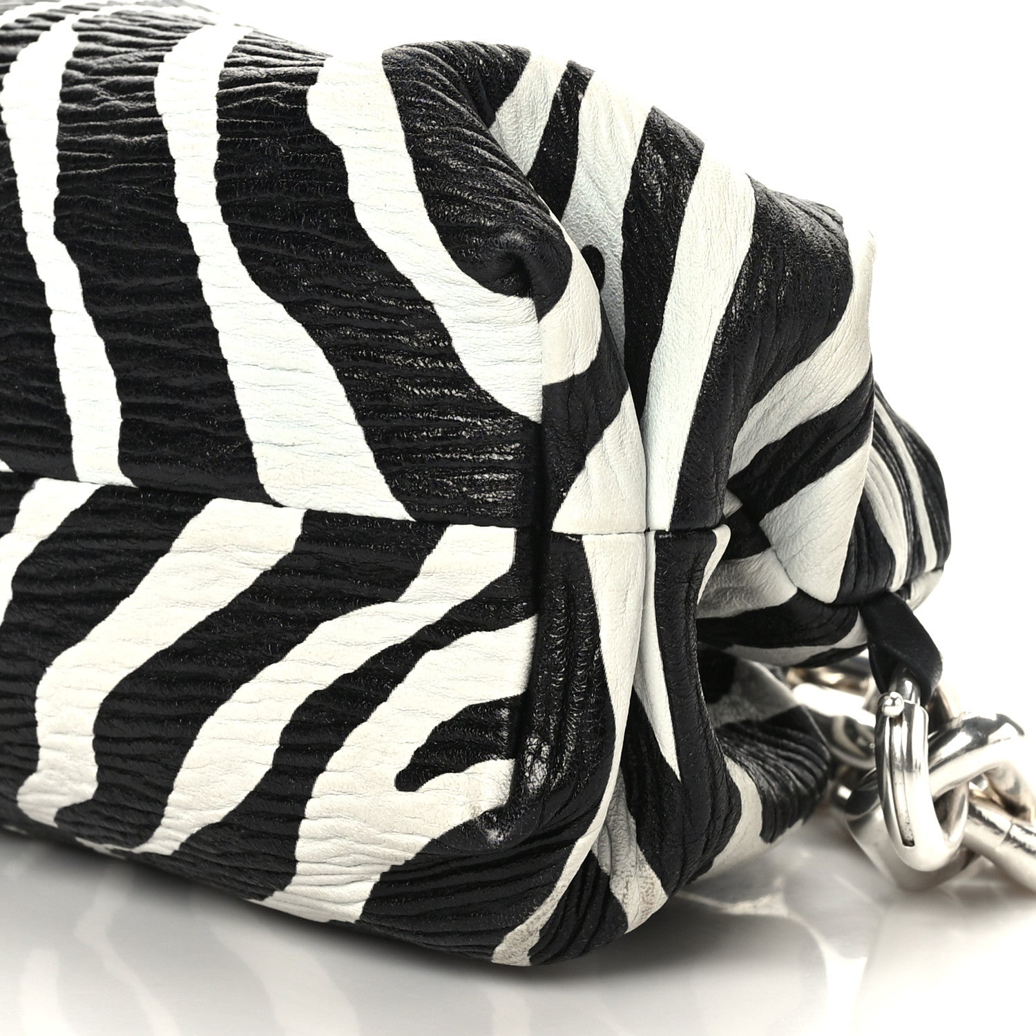 Bottega Veneta Nappa Zebra Print The Pouch Oversized Clutch White