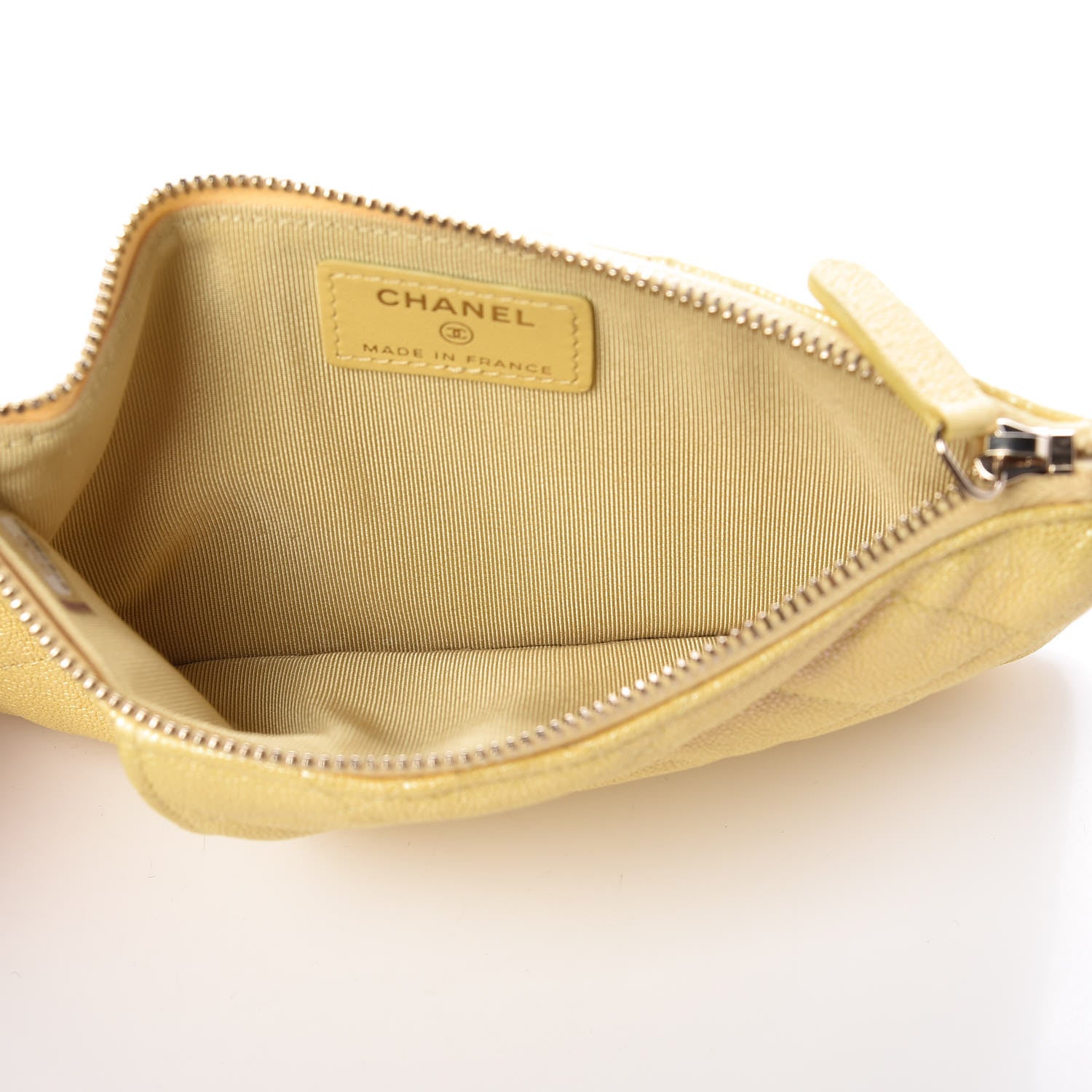 Chanel Iridescent Caviar Quilted Classic Flat Wallet Pouch Yellow 5 of 8