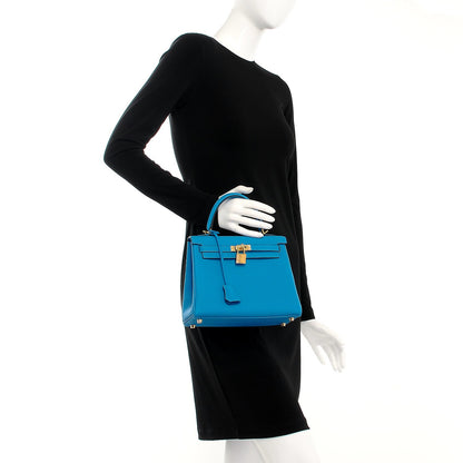 Hermes Togo Kelly Retourne 25 Bleu Zanzibar 2 of 11