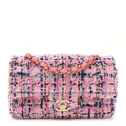 Chanel Tweed Quilted Mini Rectangular Flap Pink Multicolor 1 of 11