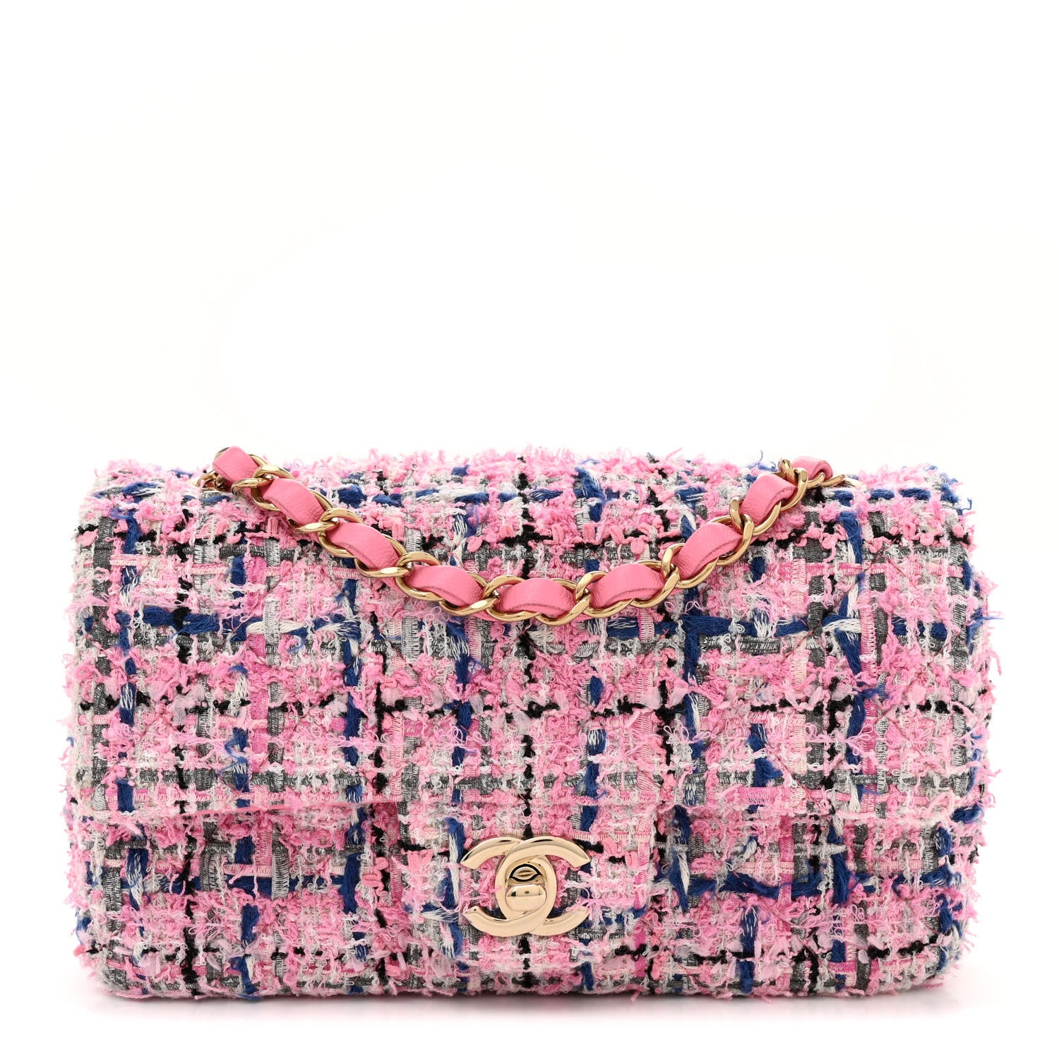 Chanel Tweed Quilted Mini Rectangular Flap Pink Multicolor 1 of 11
