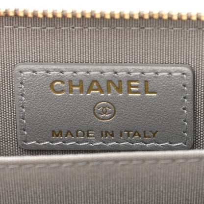 Chanel Metallic Lambskin Quilted Chanel 19 Zip Around Coin Purse Wallet Silver 6 of 8