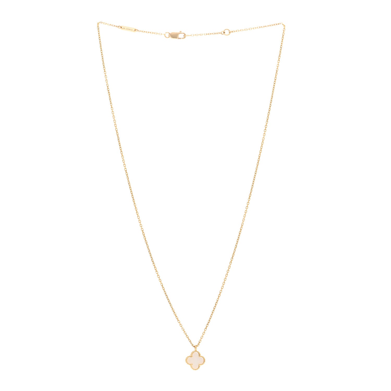 Van Cleef & Arpels 18K Yellow Gold Mother of Pearl Sweet Alhambra Pendant Necklace 3 of 5