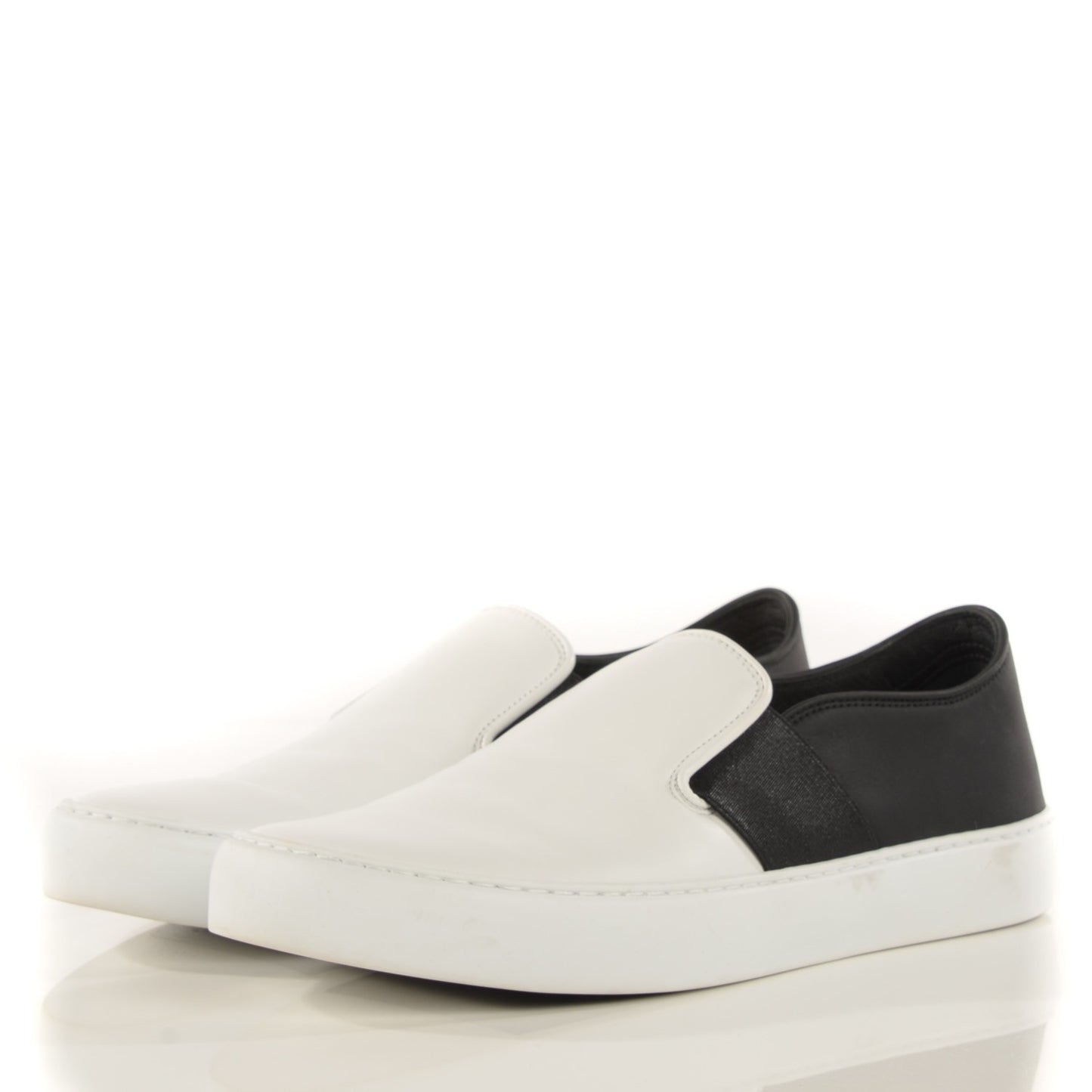 Leather Slip On Sneakers 37.5 White Black
