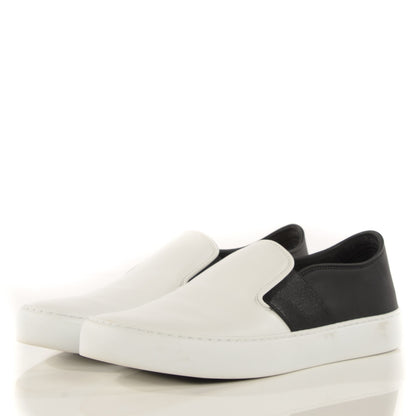 Chanel Leather Slip On Sneakers 37.5 White Black 2 of 13