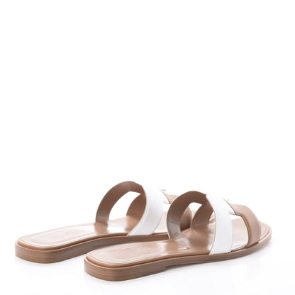 Hermes Box Calfskin Oran Sandals 37.5 Palissandre White 4 of 7