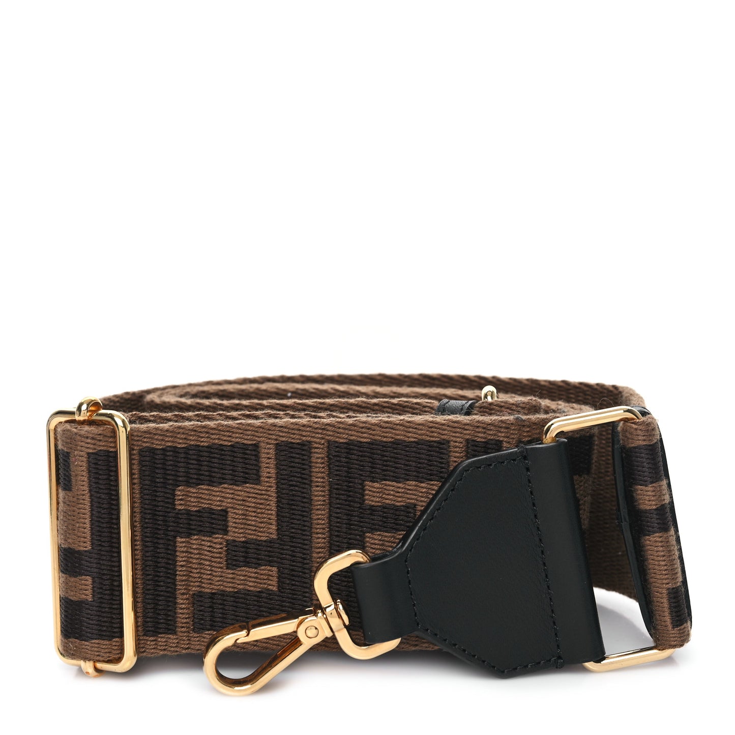 Jacquard Ribbon Vitello King FF Adjustable Strap You Fango Marrone Black