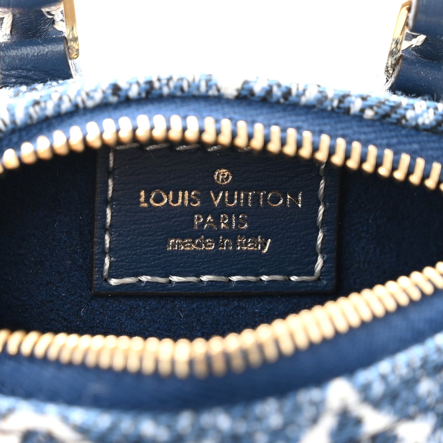 Denim Monogram Jacquard Micro Speedy Bag Charm Bleu