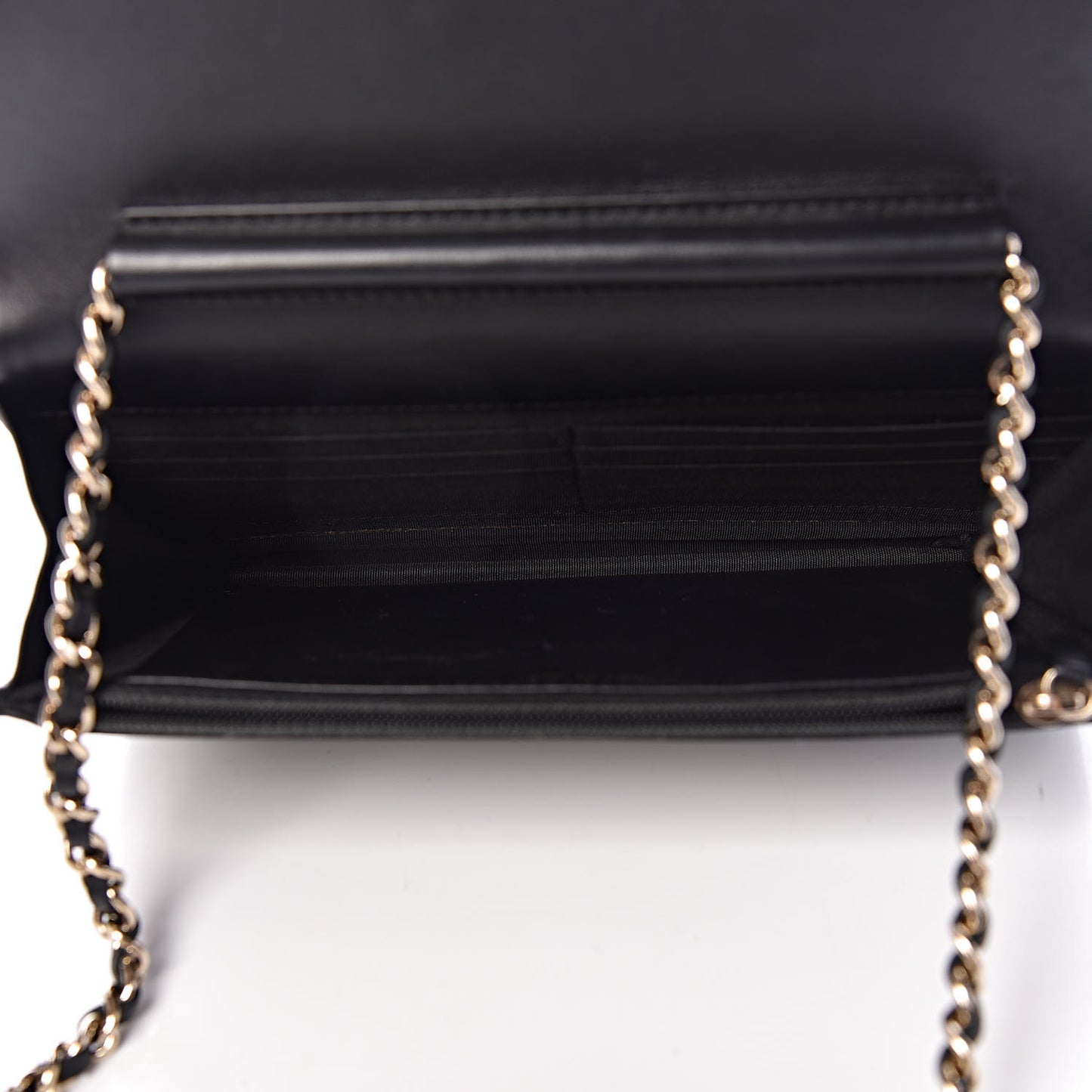 Metallic Goatskin Lambskin Boy Wallet on Chain WOC Black Gold