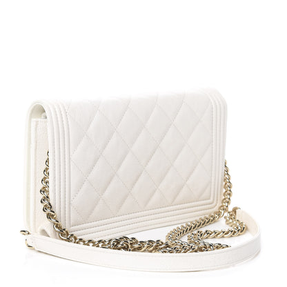 Chanel Caviar Quilted Boy Wallet On Chain WOC White 3 of 14