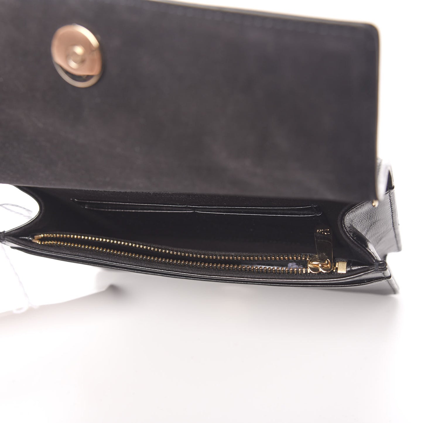 Patent Diorama Wallet on Chain Pouch Black