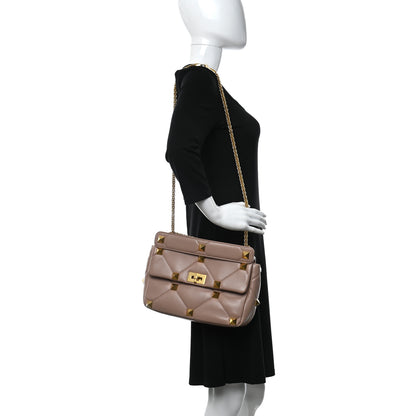 Valentino Garavani Nappa Large Roman Stud Shoulder Bag Rose Cannelle 3 of 10