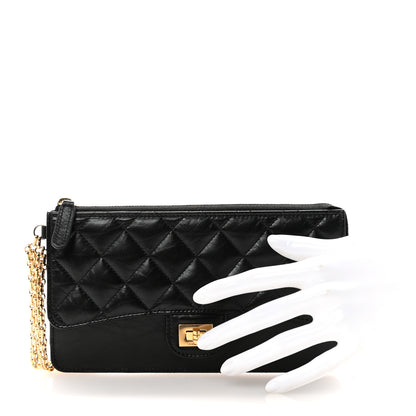 Chanel Aged Calfskin Quilted 2.55 Reissue Pouch With Chain Handle Black 2 of 8