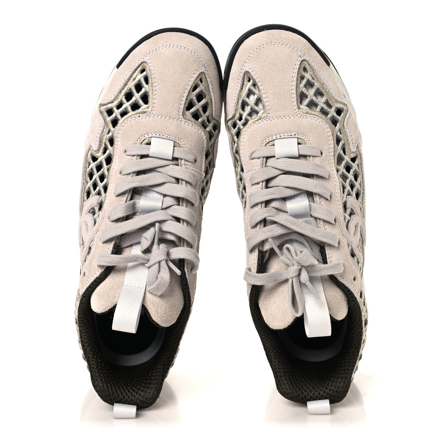 Suede Calfskin Embroidered CC Sneakers 41 Ecru Light Gray