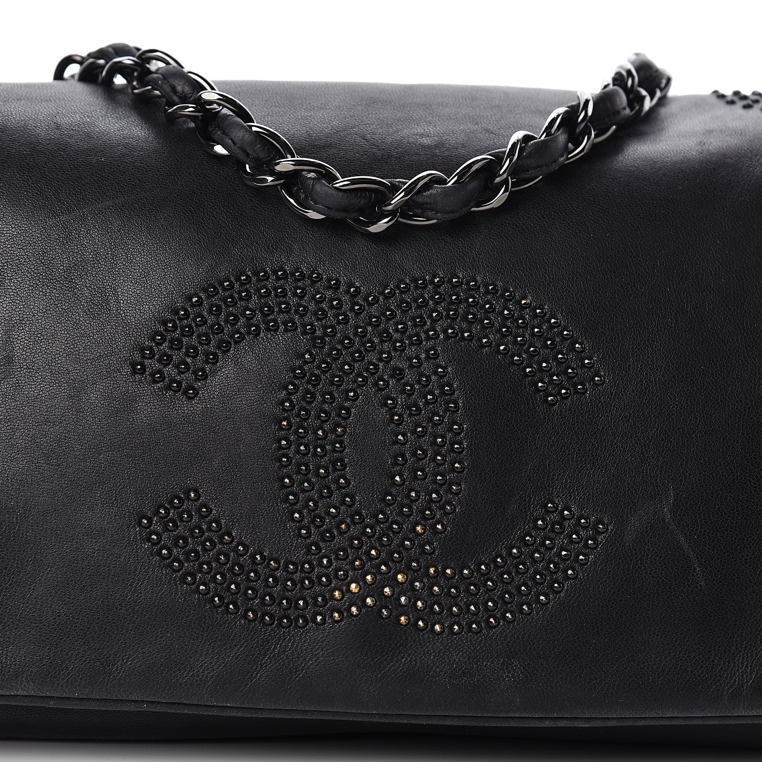 Chanel Lambskin Studded CC East West Flap Black 8 of 10