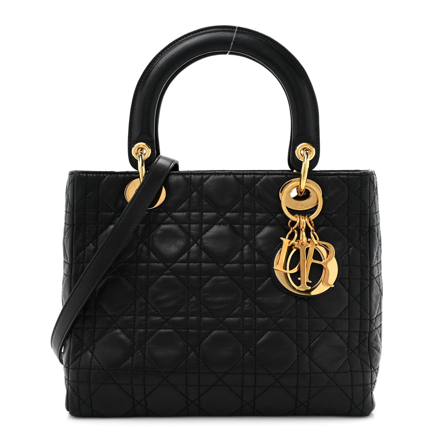 Christian Dior Lambskin Cannage Medium Lady Dior Black 1 of 16