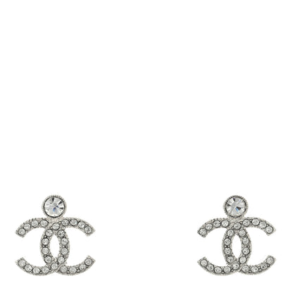 Chanel Crystal CC Earrings Silver 1 of 4