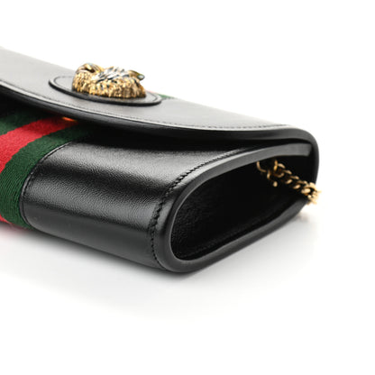 Gucci Textured Calfskin Web Mini Rajah Slim Flap Shoulder Bag Black 9 of 9