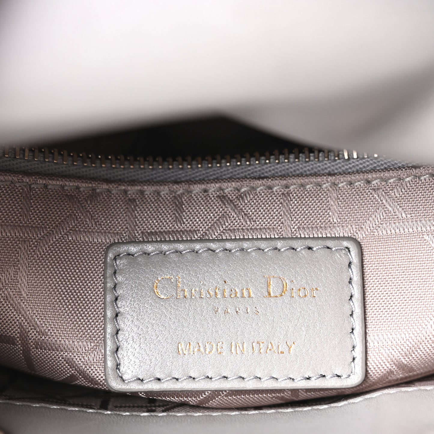 Lambskin Cannage Mini Lady Dior Gray Opaline