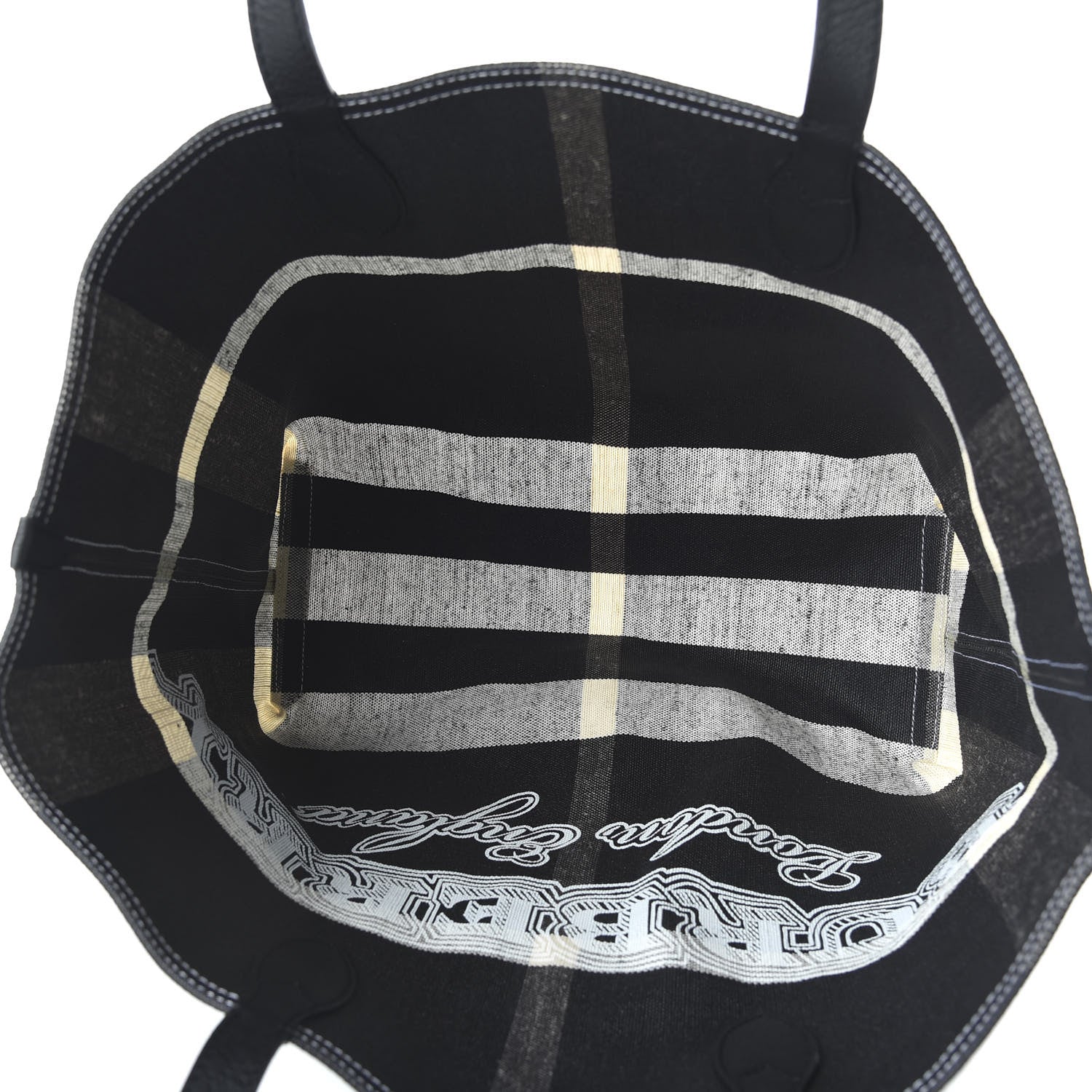 Burberry Coated Canvas Mega Check Medium Doodle Tote Black White 13 of 16