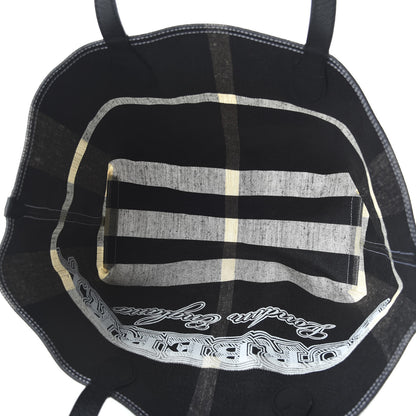 Burberry Coated Canvas Mega Check Medium Doodle Tote Black White 13 of 16