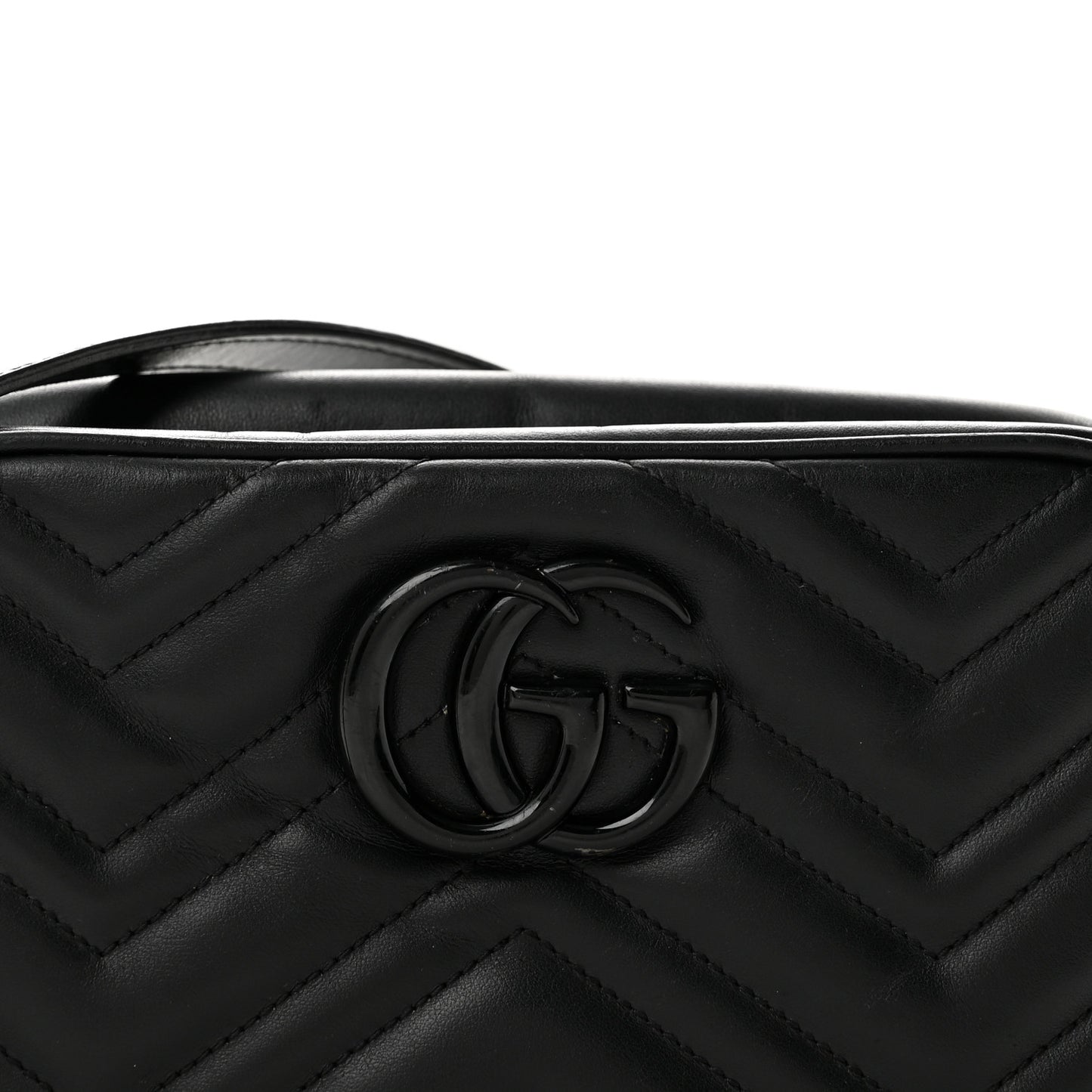 Calfskin Matelasse Monochrome Small GG Marmont Chain Shoulder Bag Black