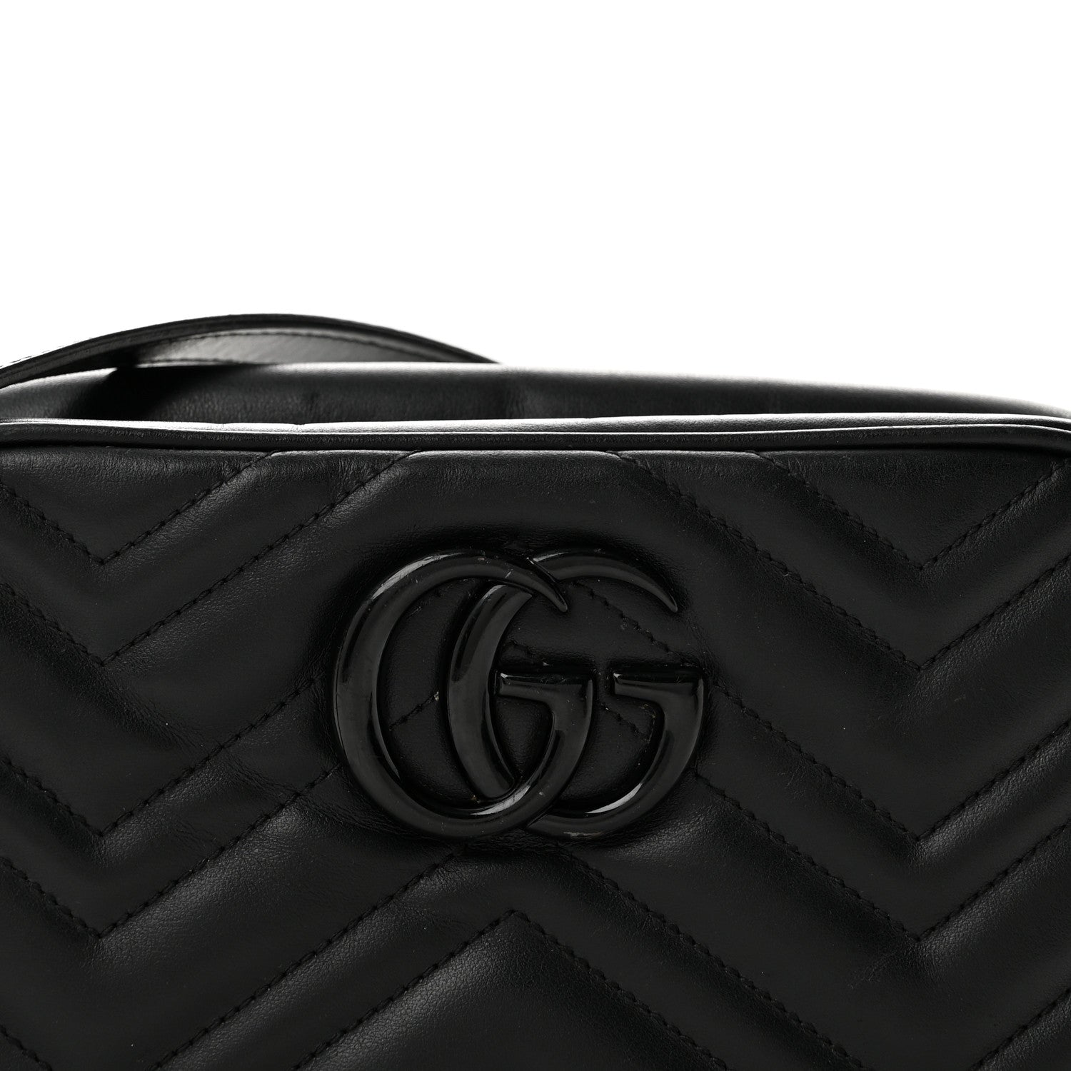 Gucci Calfskin Matelasse Monochrome Small GG Marmont Chain Shoulder Bag Black 7 of 12