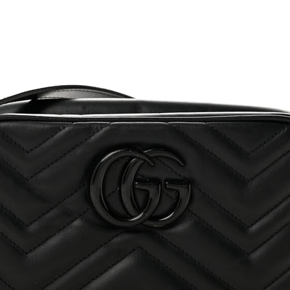 Gucci Calfskin Matelasse Monochrome Small GG Marmont Chain Shoulder Bag Black 7 of 12