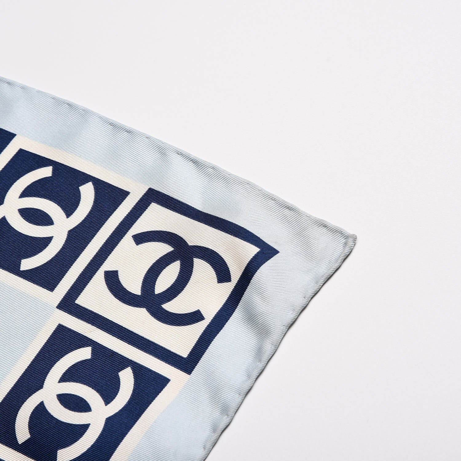 Chanel Silk CC Square Scarf Blue 6 of 7