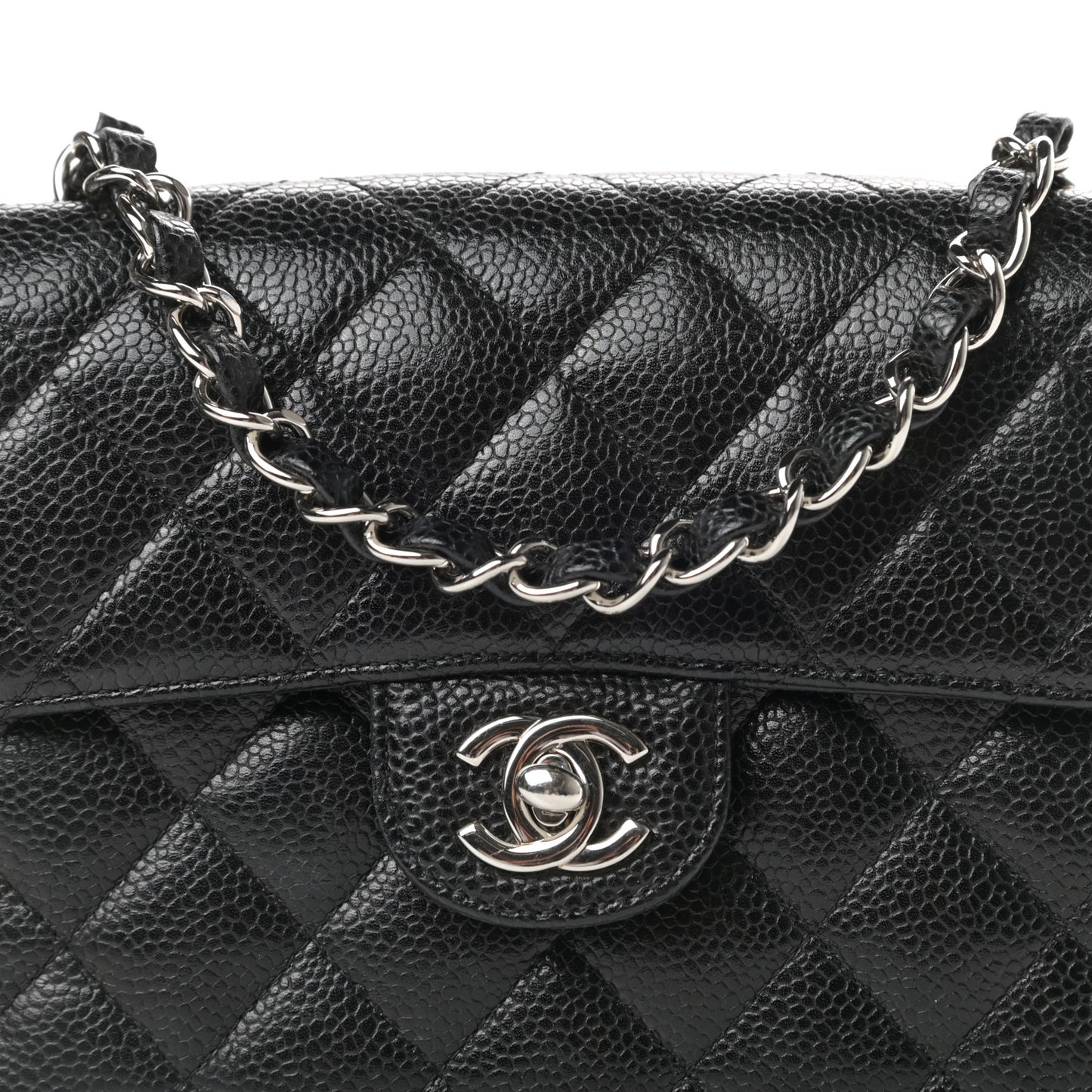 Caviar Quilted Mini Square Flap Black