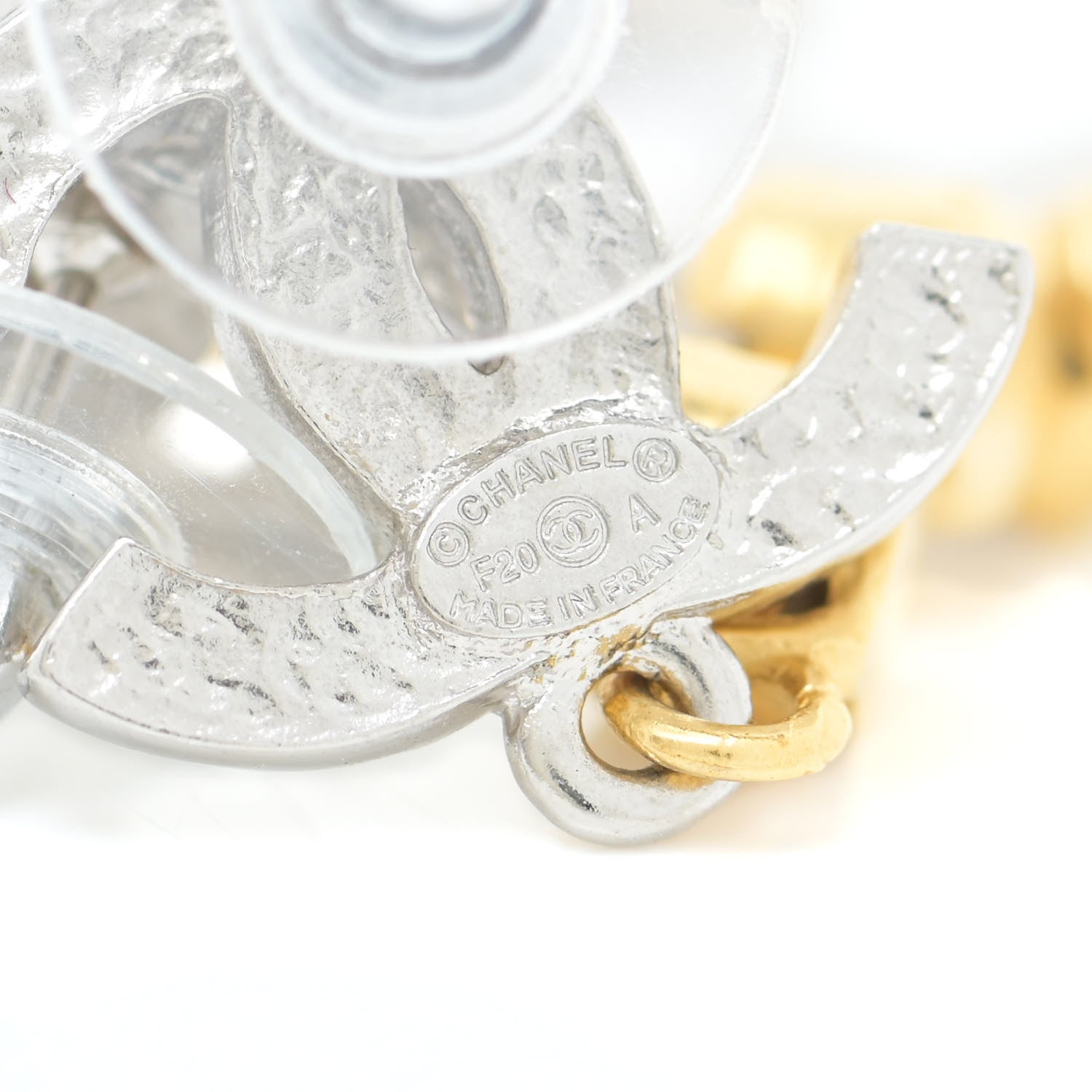 Chanel Crystal Star Drop CC Earrings Silver Gold 4 of 5