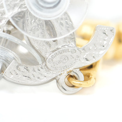 Chanel Crystal Star Drop CC Earrings Silver Gold 4 of 5