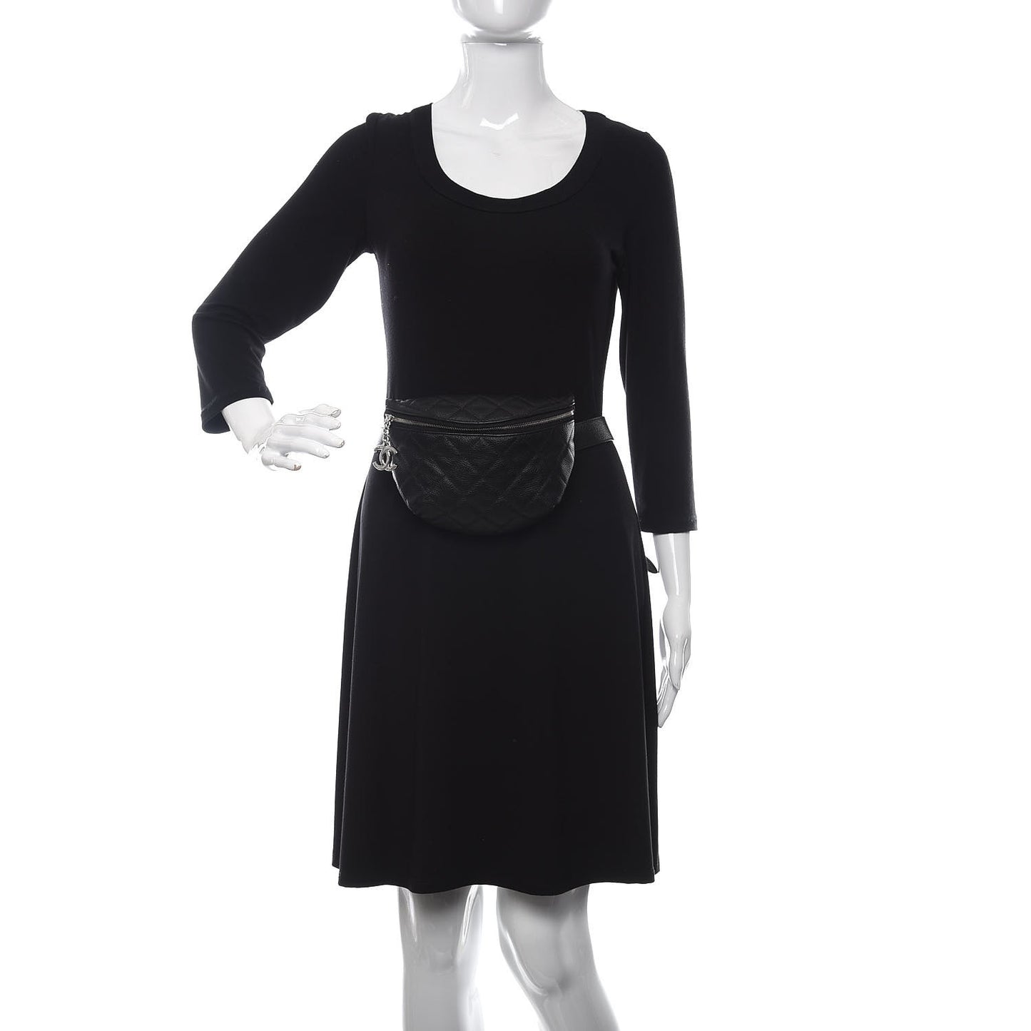 Grained Calfskin Quilted Waist Belt Bag Black