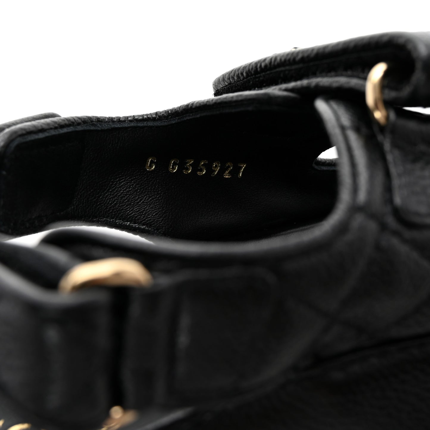Grained Calfskin Velcro Dad Sandals 36 Black