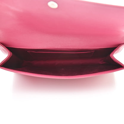 Saint Laurent Goatskin Monogram Large Belle De Jour Clutch Lipstick Fuchsia 5 of 14
