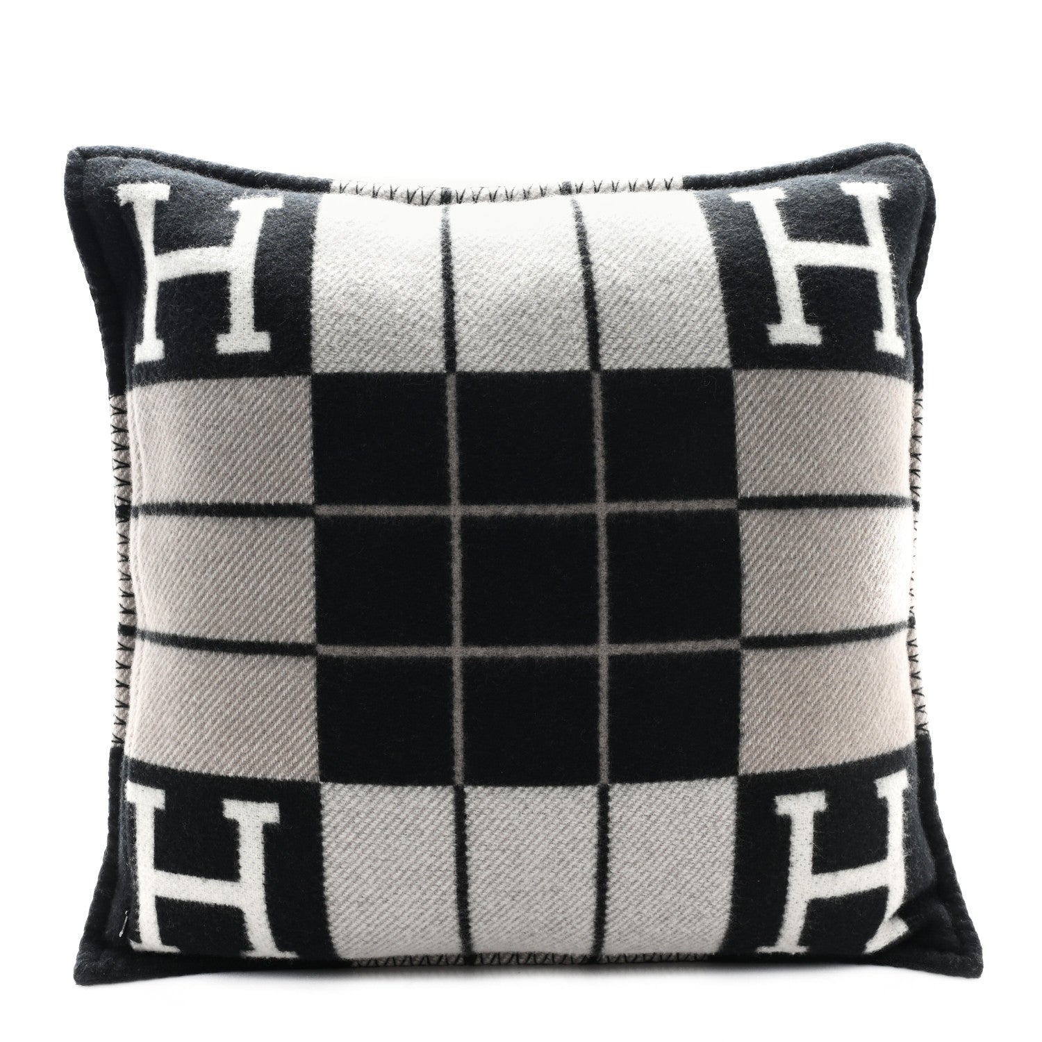 Hermes Wool Cashmere Avalon III Pillow PM Ecru Black 2 of 3