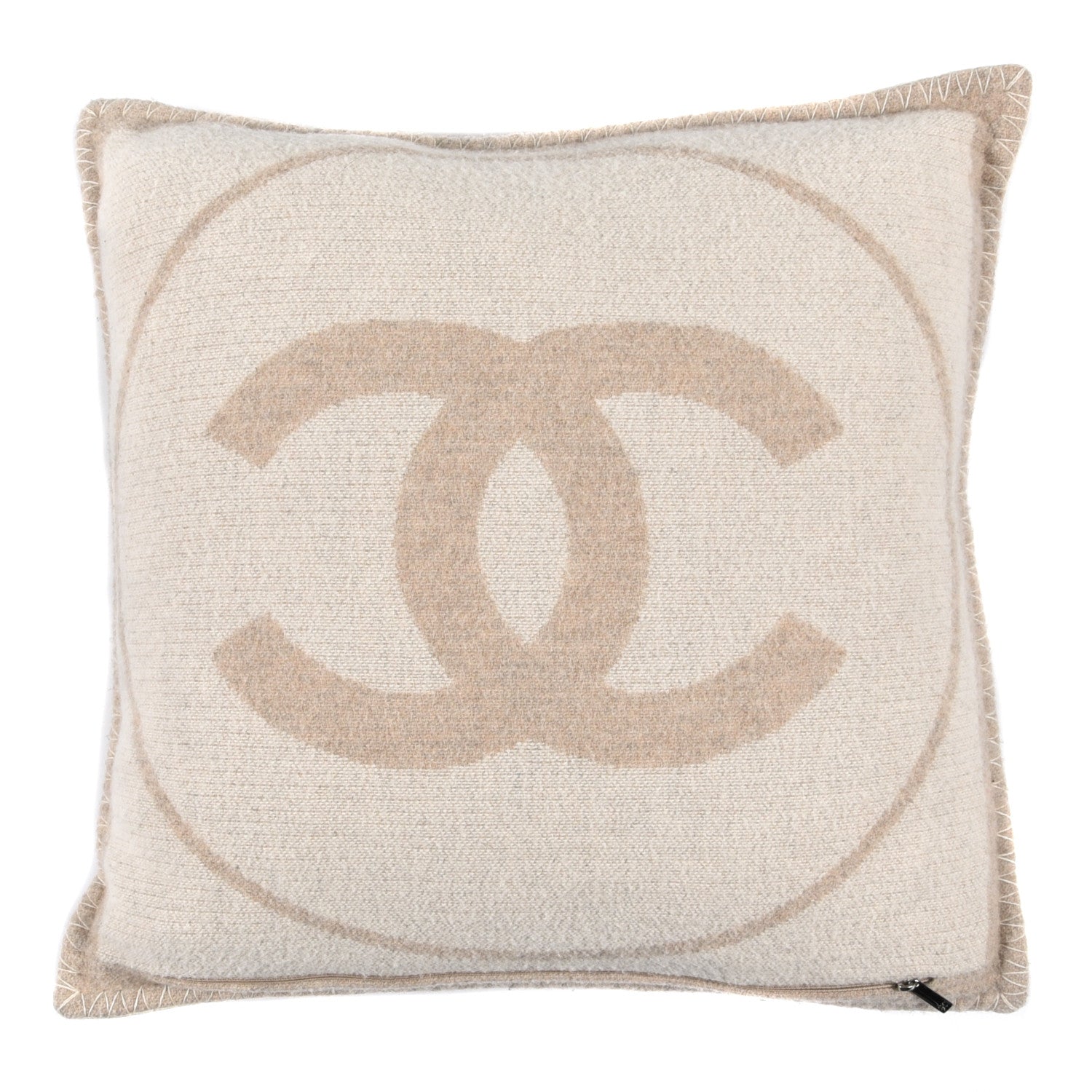 Chanel Merino Wool Cashmere CC Pillow Beige Light Beige 2 of 3