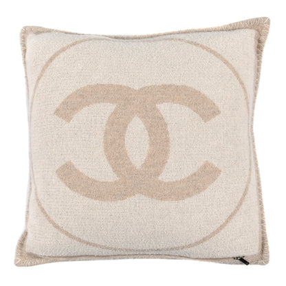 Chanel Merino Wool Cashmere CC Pillow Beige Light Beige 2 of 3