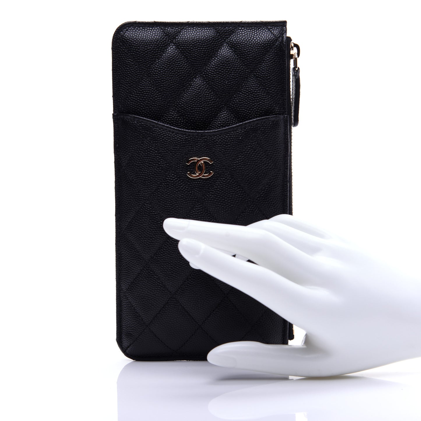 Caviar Quilted Classic Flat Wallet Pouch Black