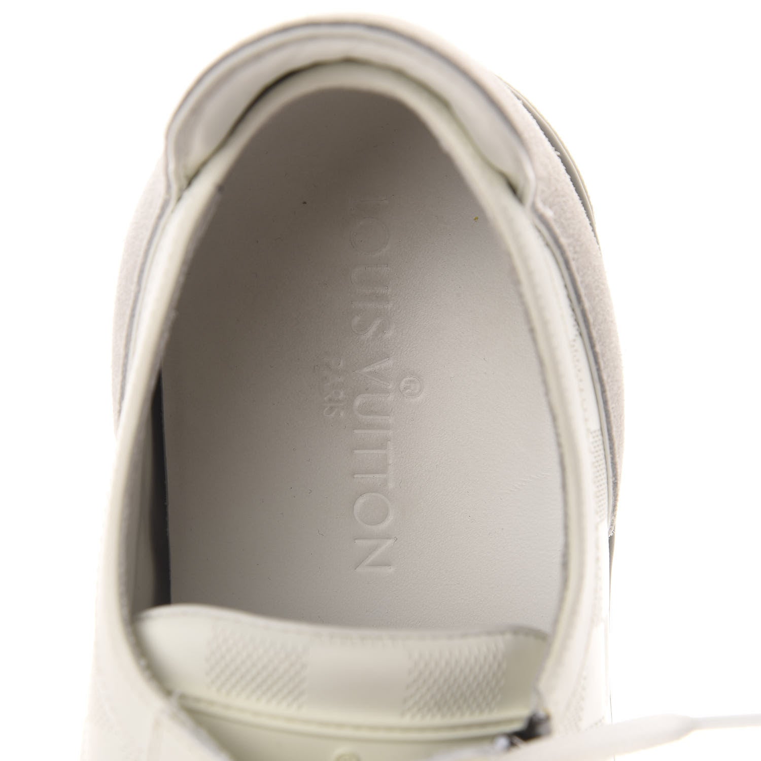 Louis Vuitton Calfskin Suede Damier Infini Mens Aventure Zip Up Sneaker 9 White 7 of 12