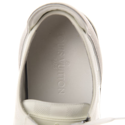 Louis Vuitton Calfskin Suede Damier Infini Mens Aventure Zip Up Sneaker 9 White 7 of 12