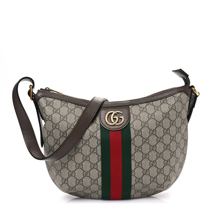 Gucci GG Supreme Monogram Web Small Ophidia Half Moon Hobo Brown 1 of 10