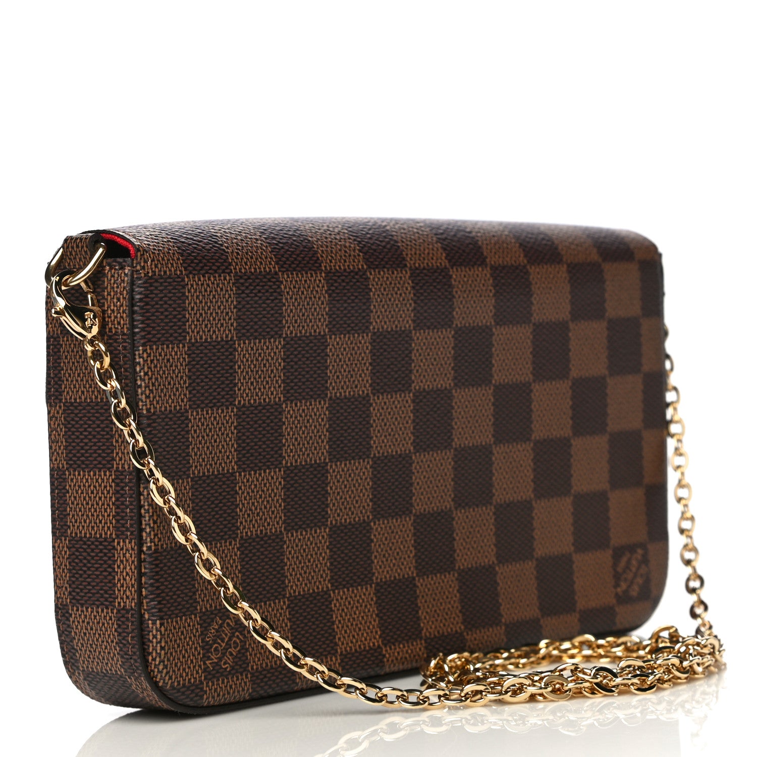 Louis Vuitton Damier Ebene Pochette Felicie Chain Wallet 3 of 13